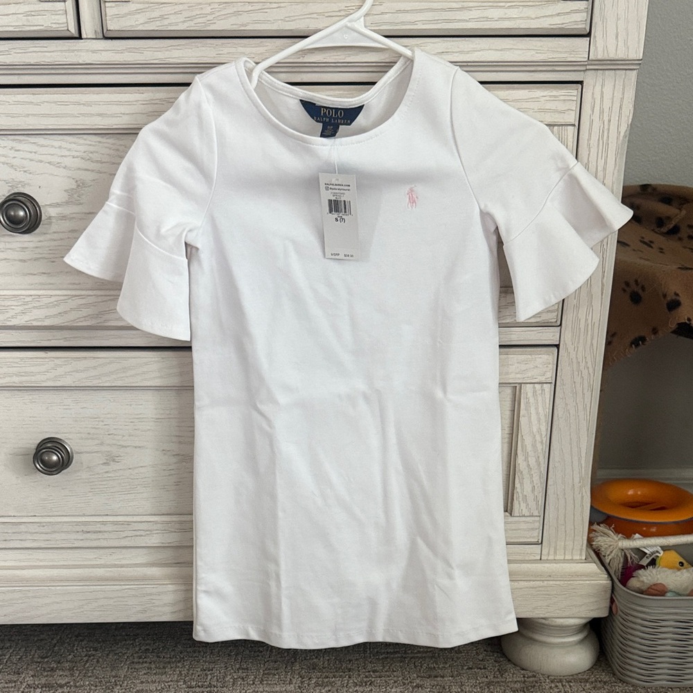 Polo Ralph Lauren White Dress with Pink Logo